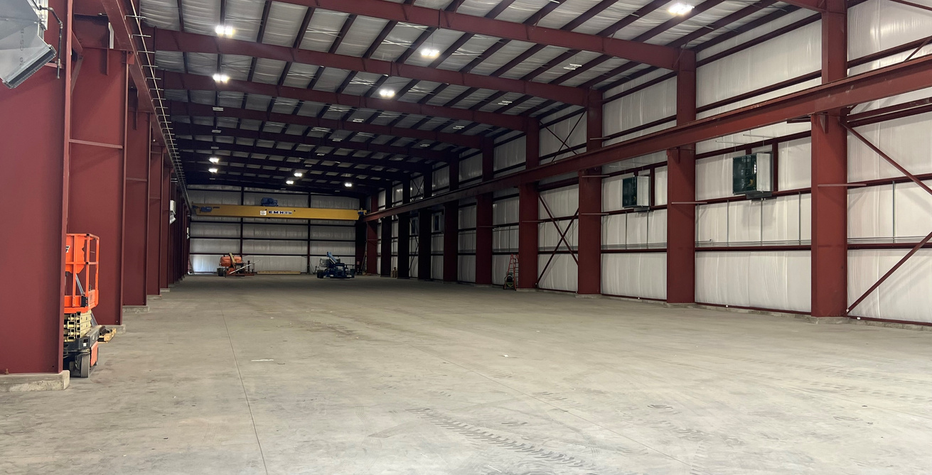 Interior of the Starvaggi warehouse with overhead crane